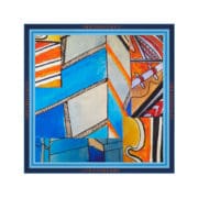 Strathberry Silk Square Scarf ECA Abstract Blue