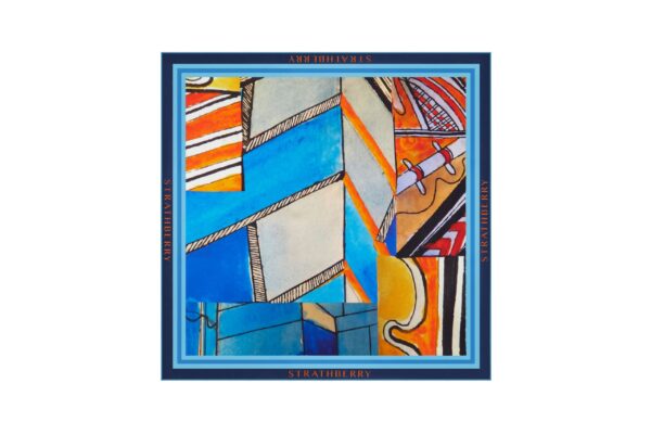 Strathberry Silk Square Scarf ECA Abstract Blue