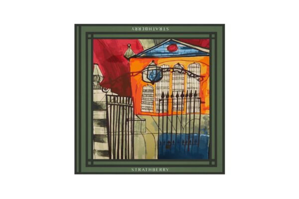 Strathberry Silk Square Scarf ECA Abstract Green