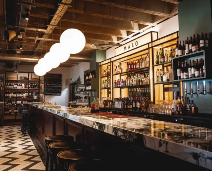 Interior of Malo bar in Glasgow, stylish venue for upcoming whisky tasting Glasgow event