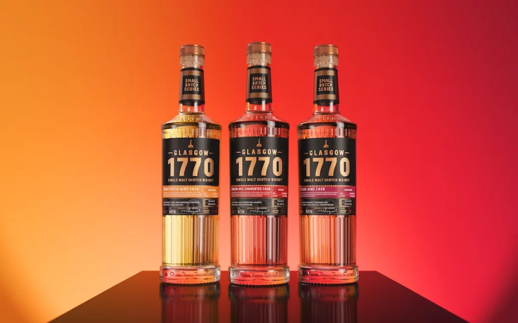 Three bottles of Glasgow 1770 Small Batch single malt whisky featured in upcoming whisky tasting Glasgow eventThree bottles of Glasgow 1770 Small Batch single malt whisky featured in upcoming whisky tasting Glasgow event