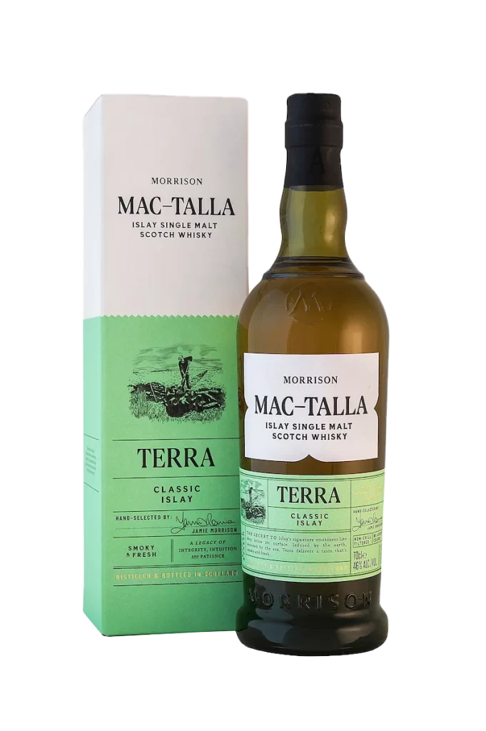 Mac-Talla Terra Islay single malt whisky bottle with box