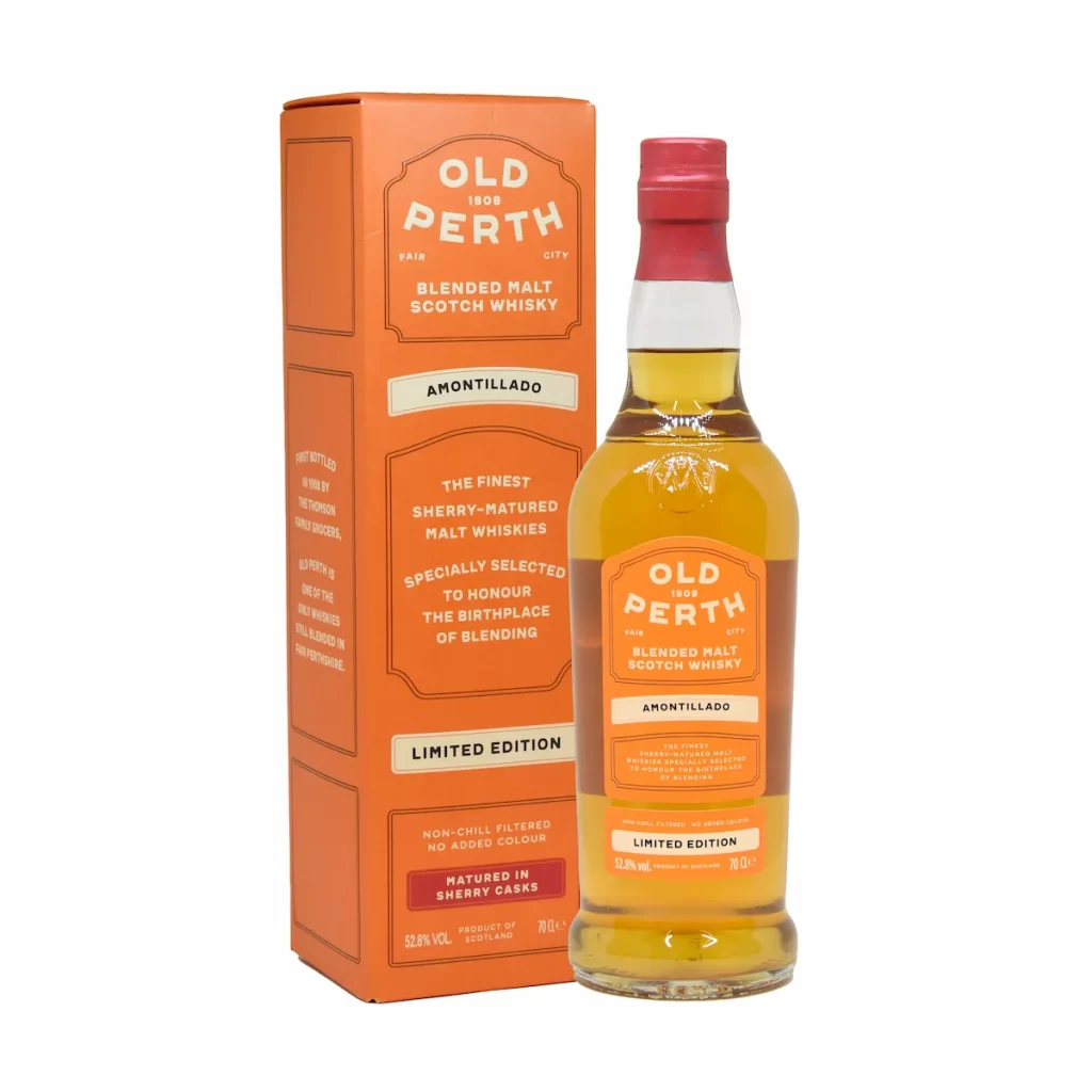 Old Perth Amontillado cask matured whisky bottle and box