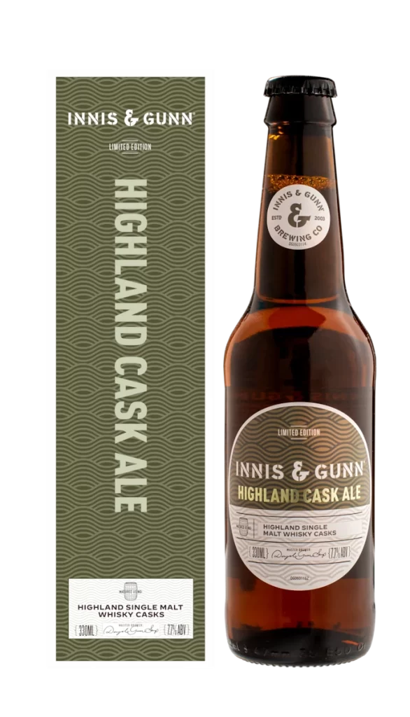 Innis & Gunn Highland Cask Ale bottle and box, matured in whisky casks.