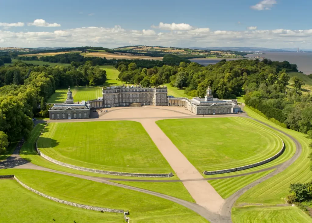Aerial view of Hopetoun House in South Queensferry, the stately home hosting Hopetoun House Sessions in August 2025.