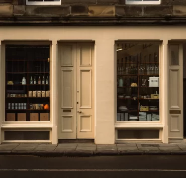 Exterior view of Lannan Pantry shopfront in Stockbridge, Edinburgh
