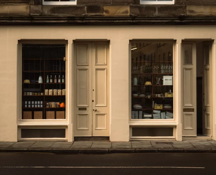 Exterior view of Lannan Pantry shopfront in Stockbridge, Edinburgh