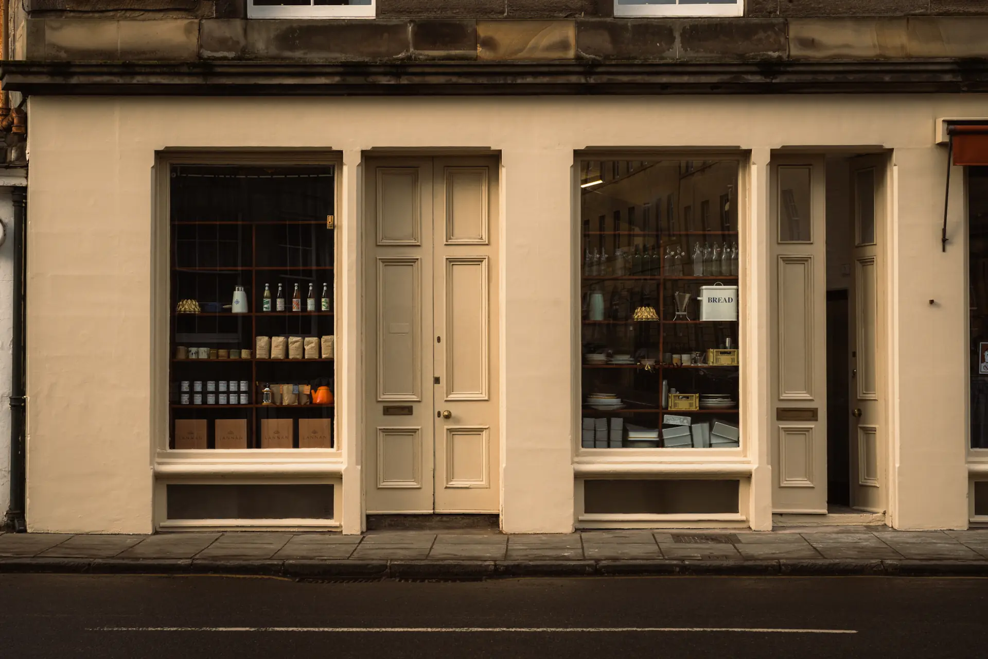 Exterior view of Lannan Pantry shopfront in Stockbridge, Edinburgh