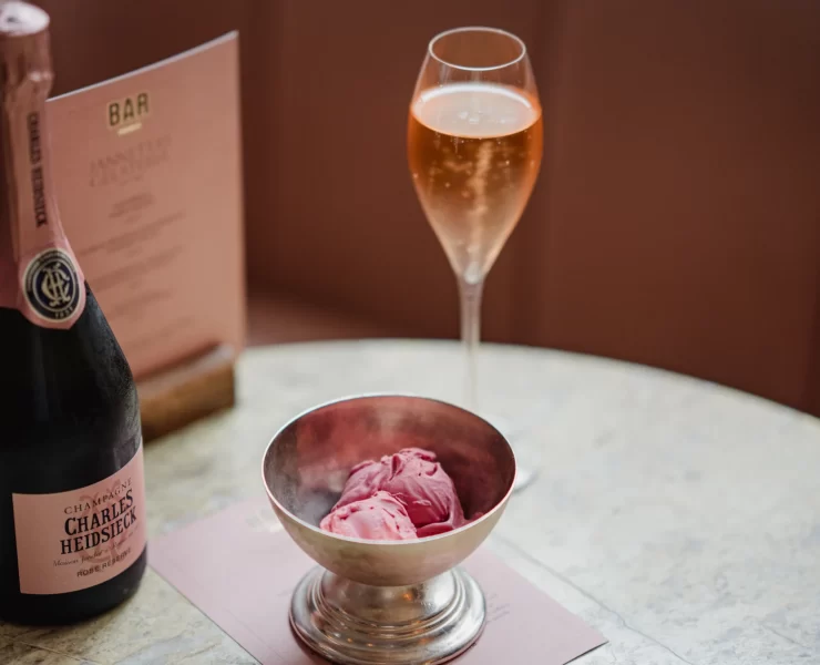 Tayberry gelato with rosé Champagne at The Balmoral Edinburgh.