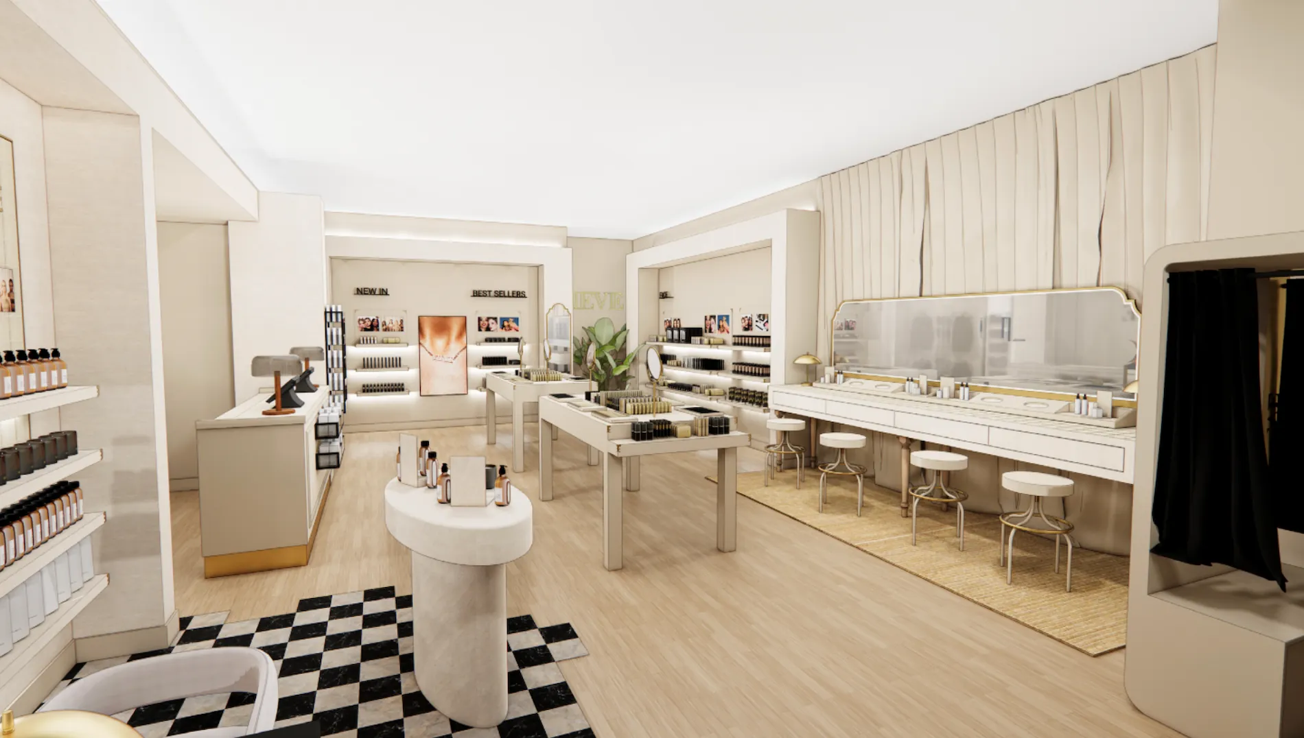 Interior view of the VIEVE pop-up store at Buchanan Galleries in Glasgow city centre.