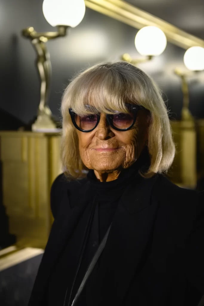 Portrait of Barbara Hulanicki, founder of Biba, wearing sunglasses